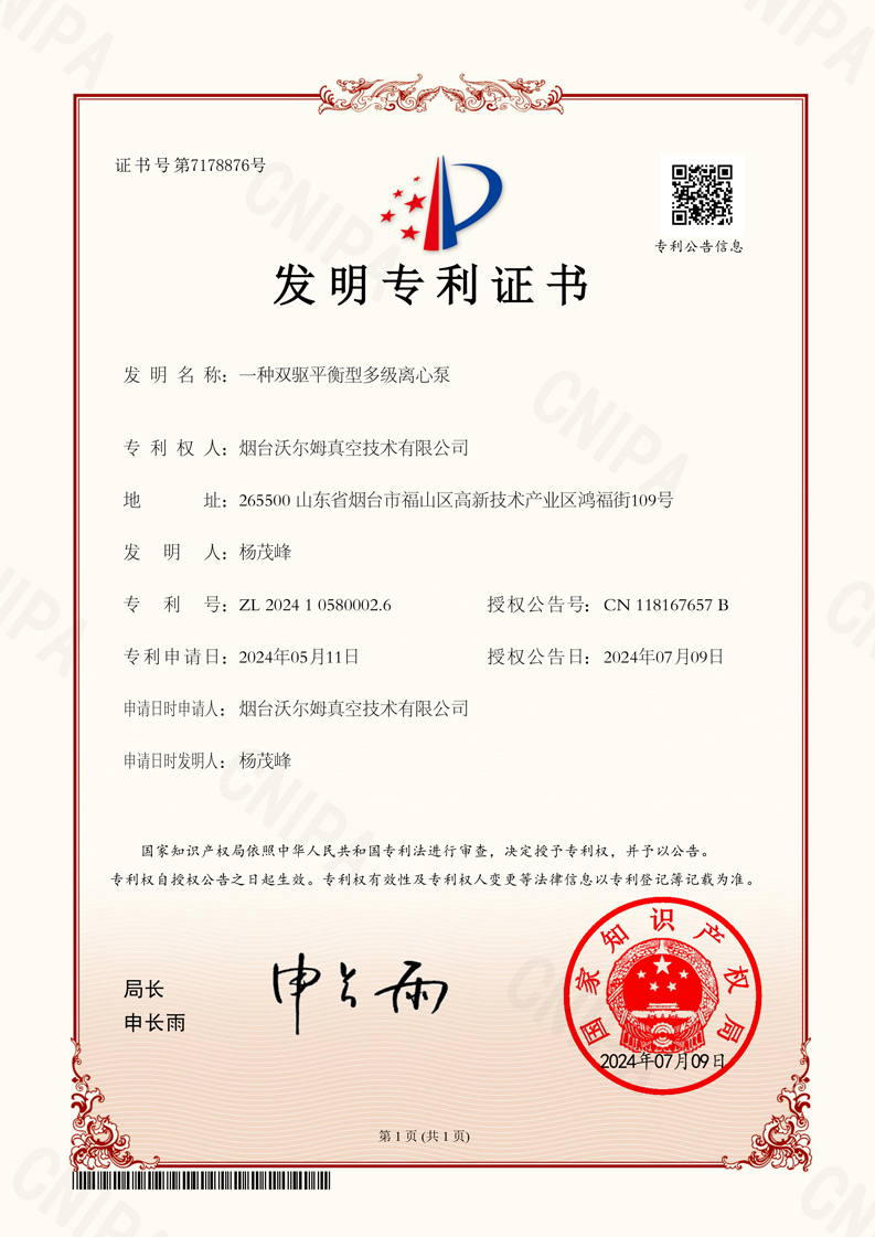 一种双驱平衡型多级离心泵